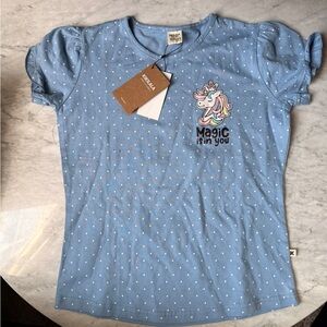 Kikilala Blue Kids Shirt with Unicorn Print